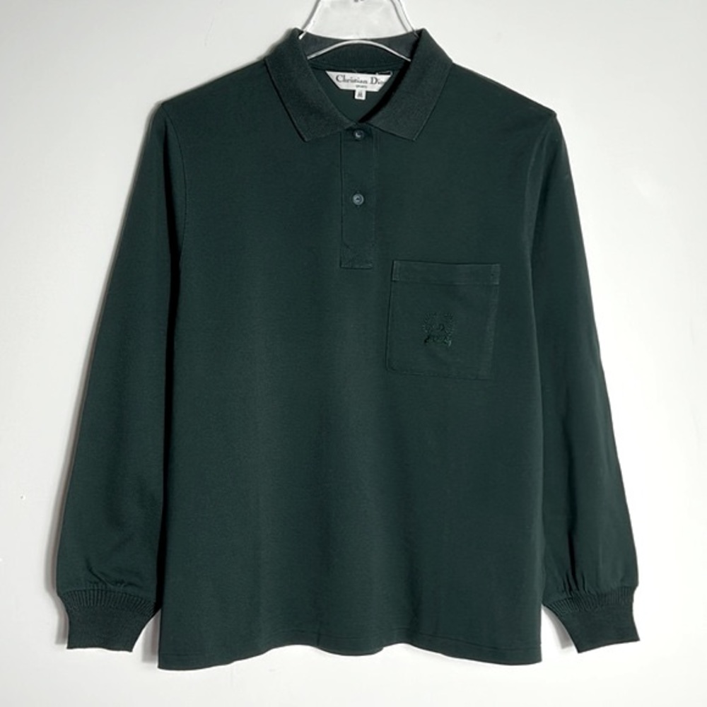 VINTAGE CHRISTIAN DIOR SPORT green polo size MEDIUM